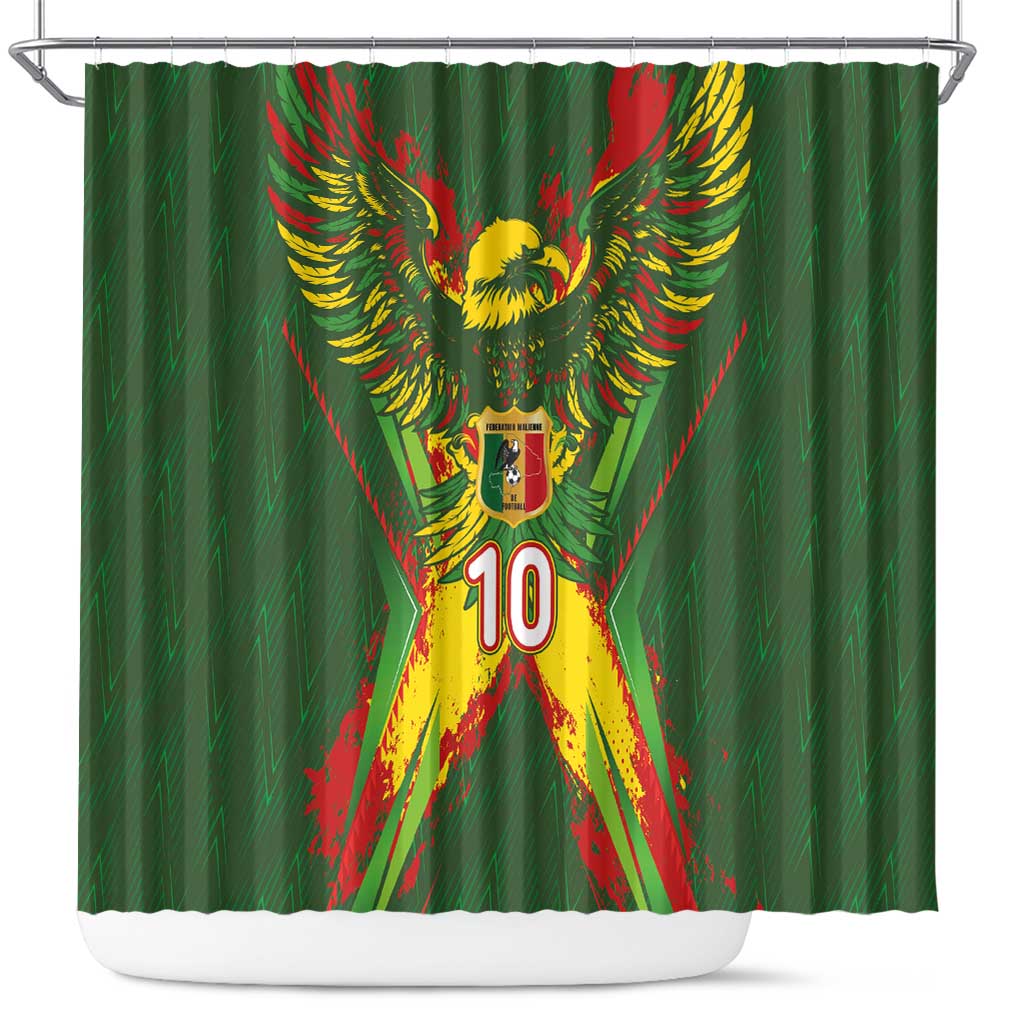 Custom Mali National Football Shower Curtain Grunge Les Aigles Sporty Style - Wonder Print Shop