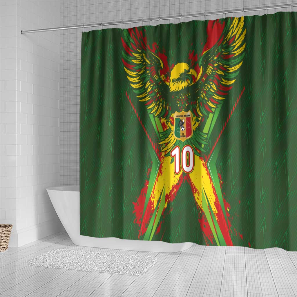 Custom Mali National Football Shower Curtain Grunge Les Aigles Sporty Style - Wonder Print Shop