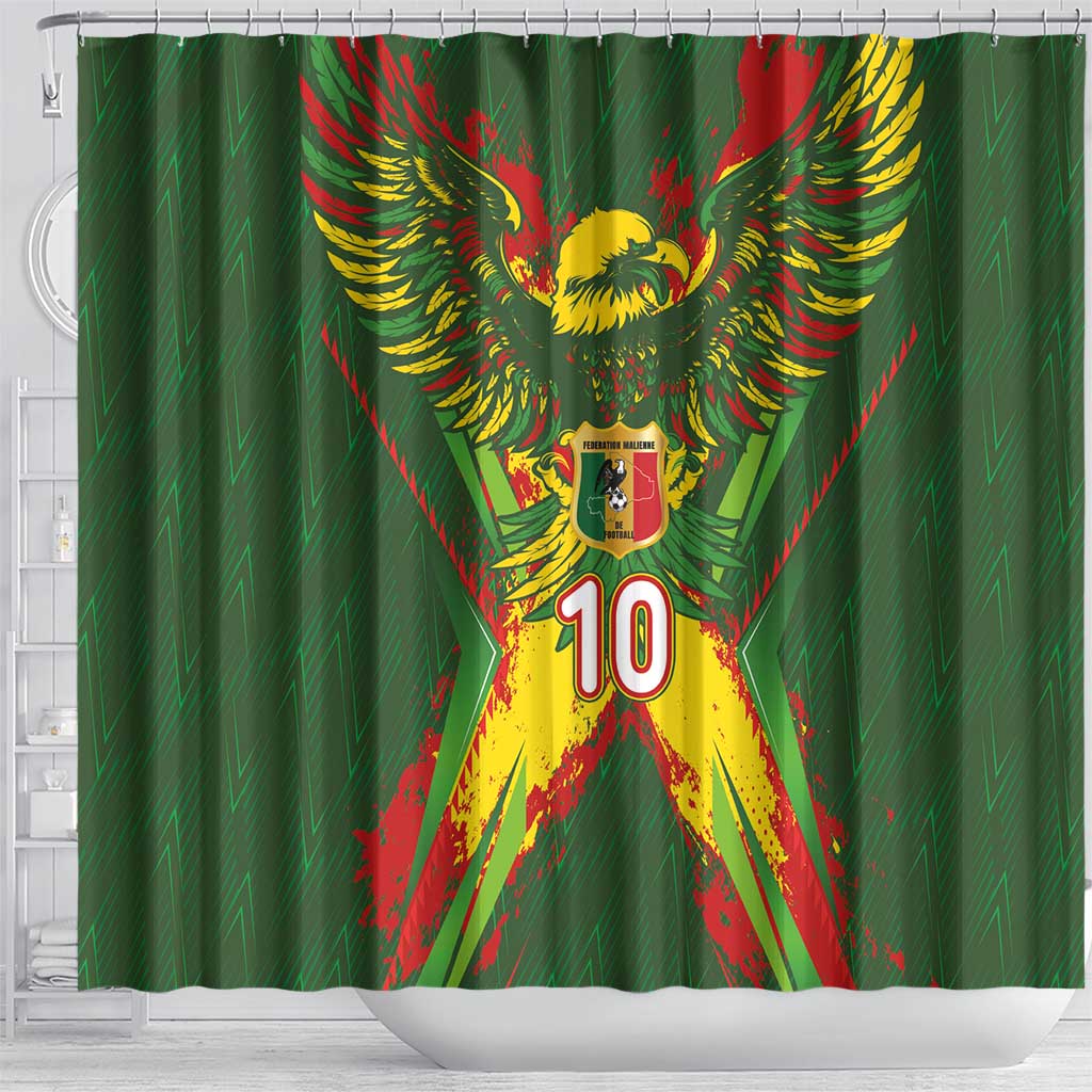 Custom Mali National Football Shower Curtain Grunge Les Aigles Sporty Style - Wonder Print Shop