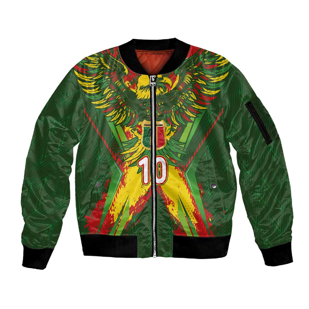 Custom Mali National Football Sleeve Zip Bomber Jacket Grunge Les Aigles Sporty Style - Wonder Print Shop