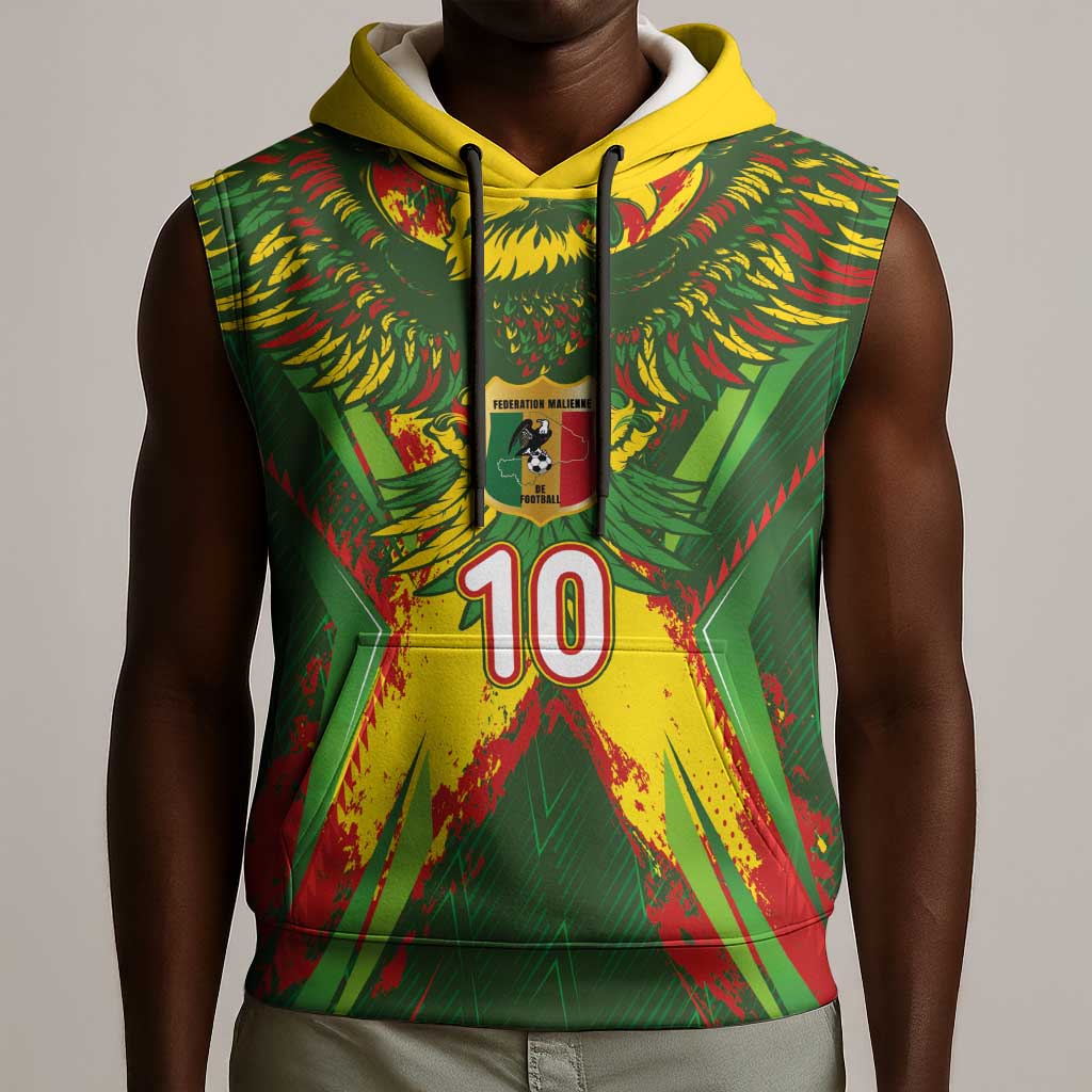 Custom Mali National Football Sleeveless Hoodie Grunge Les Aigles Sporty Style - Wonder Print Shop