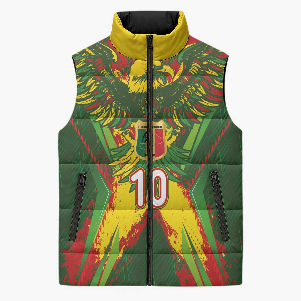 Custom Mali National Football Sleeveless Puffer Jacket Grunge Les Aigles Sporty Style - Wonder Print Shop