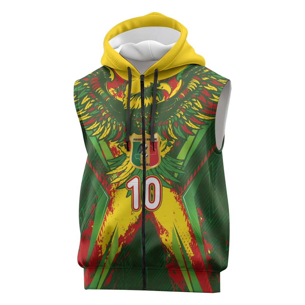 Custom Mali National Football Sleeveless Zip Hoodie Grunge Les Aigles Sporty Style - Wonder Print Shop