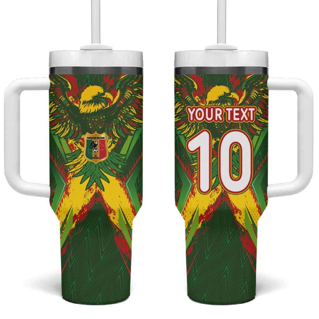 Custom Mali National Football Tumbler With Handle Grunge Les Aigles Sporty Style - Wonder Print Shop