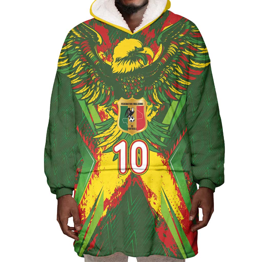 Custom Mali National Football Wearable Blanket Hoodie Grunge Les Aigles Sporty Style - Wonder Print Shop