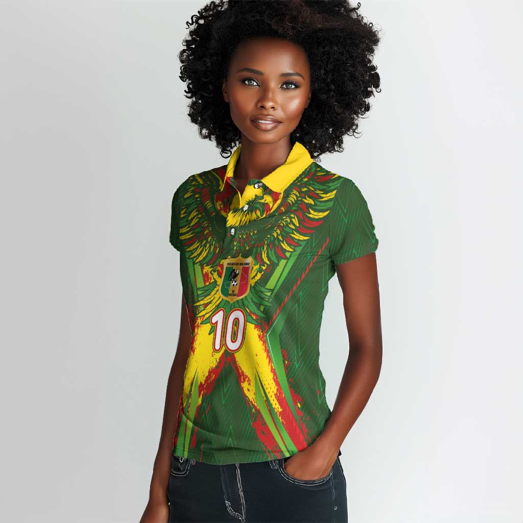 Custom Mali National Football Women Polo Shirt Grunge Les Aigles Sporty Style - Wonder Print Shop