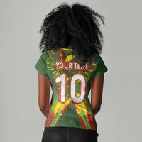 Custom Mali National Football Women V-Neck T-Shirt Grunge Les Aigles Sporty Style - Wonder Print Shop