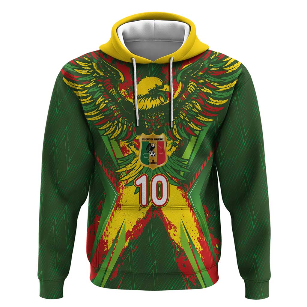 Custom Mali National Football Zip Hoodie Grunge Les Aigles Sporty Style - Wonder Print Shop