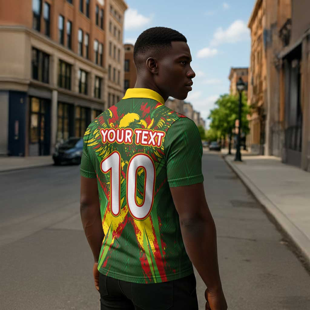 Custom Mali National Football Zipper Polo Shirt Grunge Les Aigles Sporty Style - Wonder Print Shop