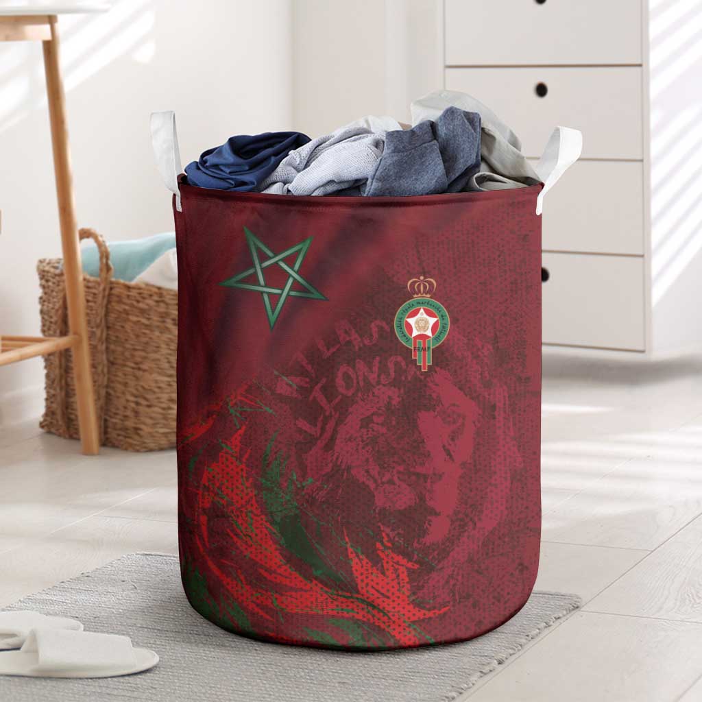 Morocco National Football Laundry Basket The Atlas Lions Grunge with National Flag - Wonder Print Shop