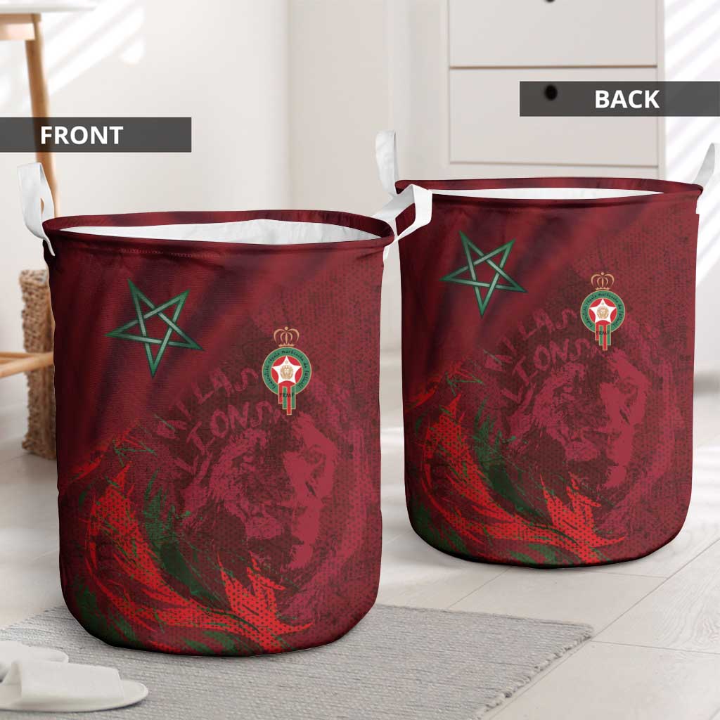 Morocco National Football Laundry Basket The Atlas Lions Grunge with National Flag - Wonder Print Shop