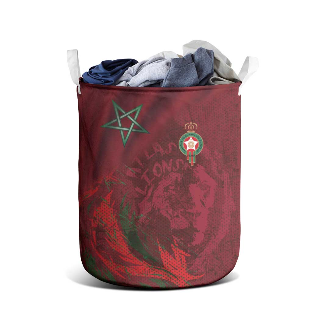 Morocco National Football Laundry Basket The Atlas Lions Grunge with National Flag - Wonder Print Shop