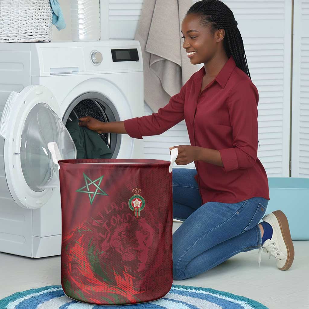 Morocco National Football Laundry Basket The Atlas Lions Grunge with National Flag - Wonder Print Shop