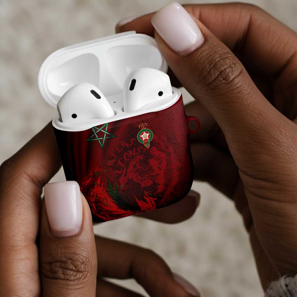 Morocco National Football AirPods Case The Atlas Lions Grunge with National Flag - Wonder Print Shop