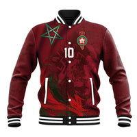 Custom Morocco National Football Baseball Jacket The Atlas Lions Grunge with National Flag - Wonder Print Shop