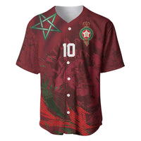 Custom Morocco National Football Baseball Jersey The Atlas Lions Grunge with National Flag - Wonder Print Shop