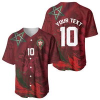 Custom Morocco National Football Baseball Jersey The Atlas Lions Grunge with National Flag - Wonder Print Shop