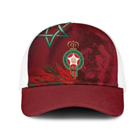 Morocco National Football Baseball Net Cap The Atlas Lions Grunge with National Flag - Wonder Print Shop