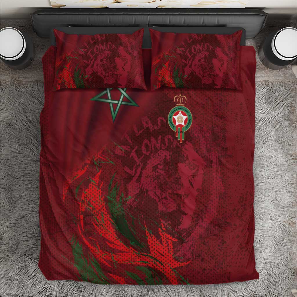 Morocco National Football Bedding Set The Atlas Lions Grunge with National Flag - Wonder Print Shop