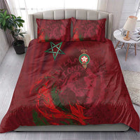 Morocco National Football Bedding Set The Atlas Lions Grunge with National Flag - Wonder Print Shop