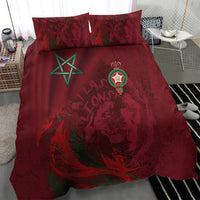 Morocco National Football Bedding Set The Atlas Lions Grunge with National Flag - Wonder Print Shop