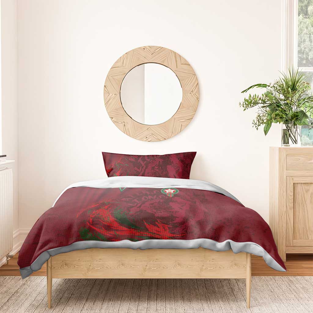 Morocco National Football Bedding Set The Atlas Lions Grunge with National Flag - Wonder Print Shop