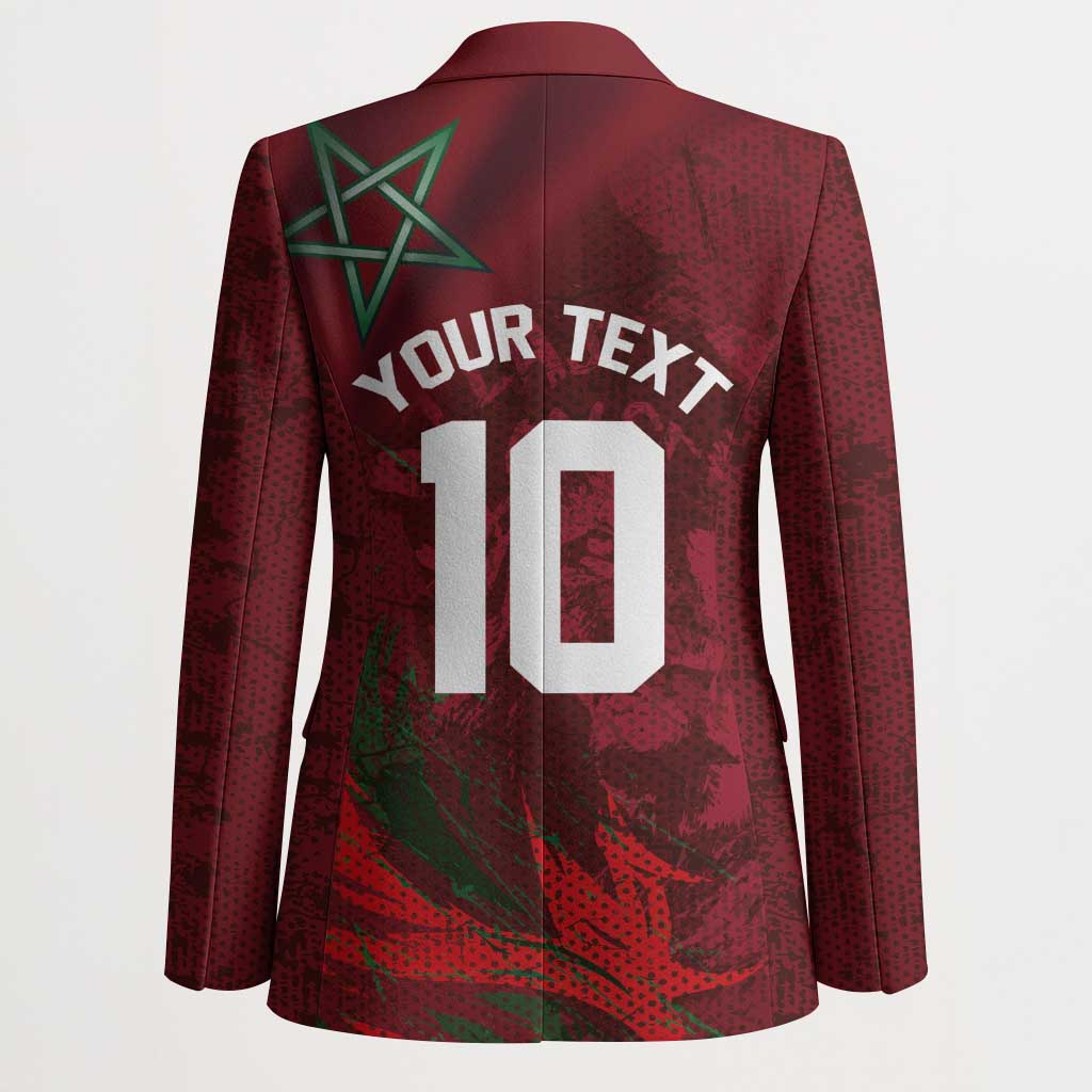 Custom Morocco National Football Blazer The Atlas Lions Grunge with National Flag - Wonder Print Shop
