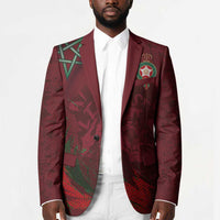 Custom Morocco National Football Blazer The Atlas Lions Grunge with National Flag - Wonder Print Shop