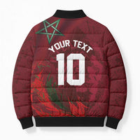 Custom Morocco National Football Bomber Puffer Jacket The Atlas Lions Grunge with National Flag - Wonder Print Shop