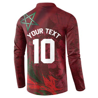 Custom Morocco National Football Button Sweatshirt The Atlas Lions Grunge with National Flag