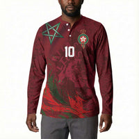 Custom Morocco National Football Button Sweatshirt The Atlas Lions Grunge with National Flag