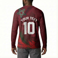 Custom Morocco National Football Button Sweatshirt The Atlas Lions Grunge with National Flag