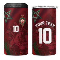 Custom Morocco National Football 4 in 1 Can Cooler Tumbler The Atlas Lions Grunge with National Flag - Wonder Print Shop