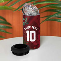 Custom Morocco National Football 4 in 1 Can Cooler Tumbler The Atlas Lions Grunge with National Flag - Wonder Print Shop