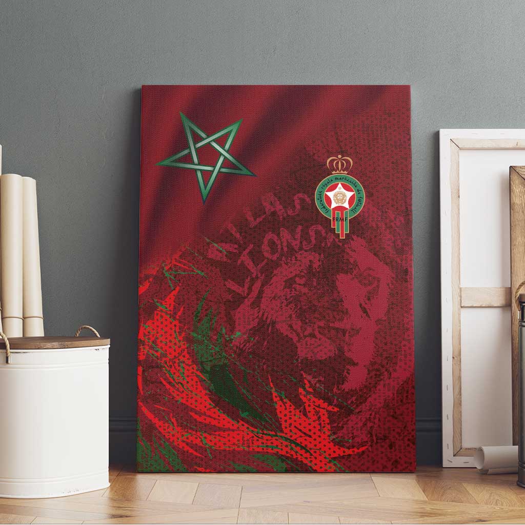 Morocco National Football Canvas Wall Art The Atlas Lions Grunge with National Flag - Wonder Print Shop