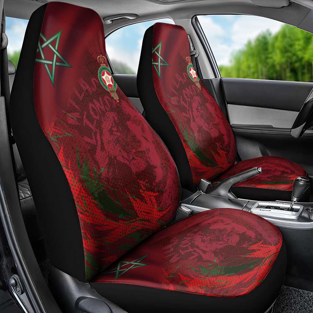 Morocco National Football Car Seat Cover The Atlas Lions Grunge with National Flag - Wonder Print Shop