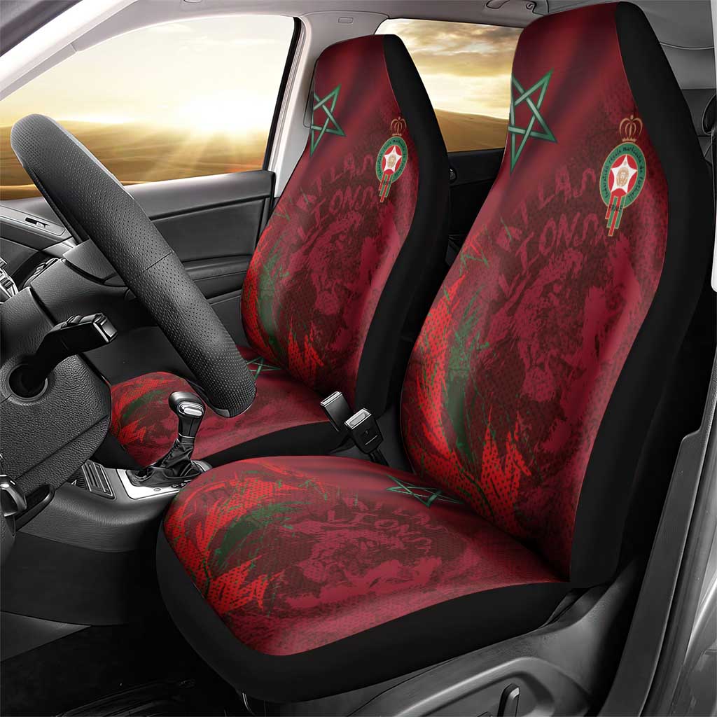 Morocco National Football Car Seat Cover The Atlas Lions Grunge with National Flag - Wonder Print Shop