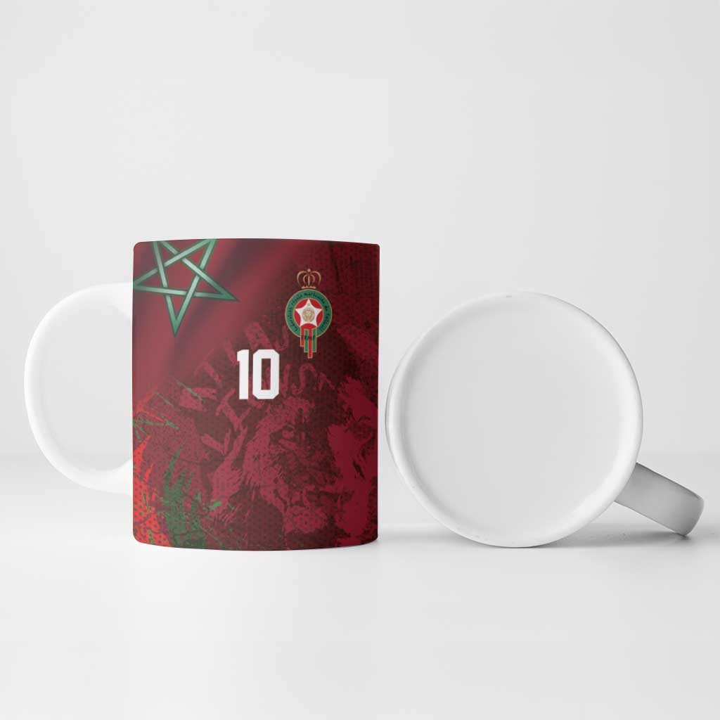 Custom Morocco National Football Ceramic Mug The Atlas Lions Grunge with National Flag - Wonder Print Shop