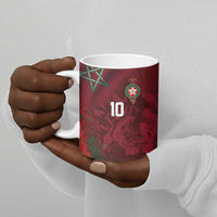 Custom Morocco National Football Ceramic Mug The Atlas Lions Grunge with National Flag - Wonder Print Shop