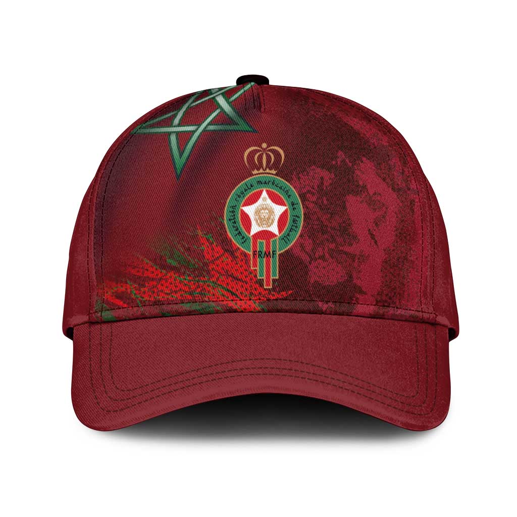 Morocco National Football Classic Cap The Atlas Lions Grunge with National Flag - Wonder Print Shop