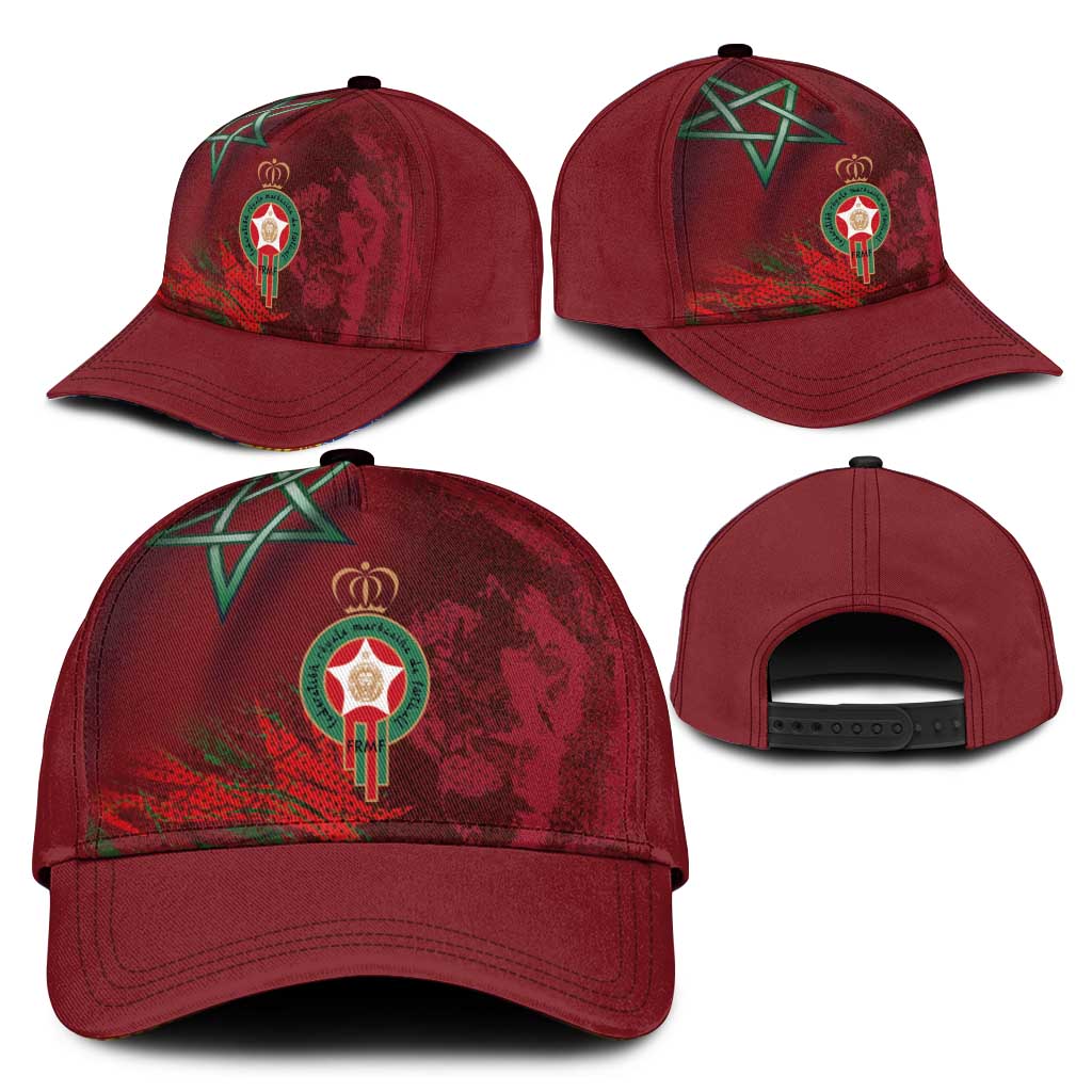 Morocco National Football Classic Cap The Atlas Lions Grunge with National Flag - Wonder Print Shop