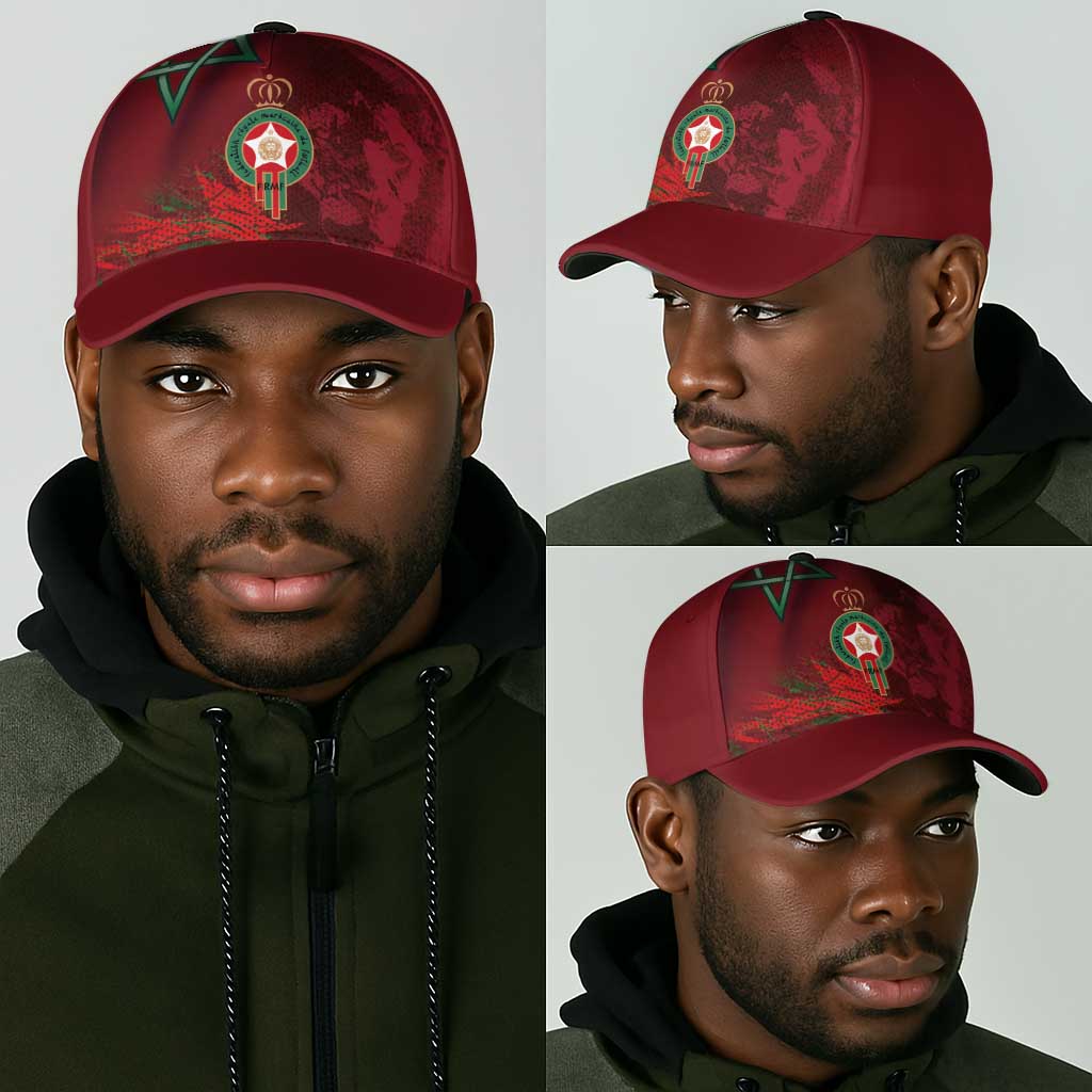 Morocco National Football Classic Cap The Atlas Lions Grunge with National Flag - Wonder Print Shop