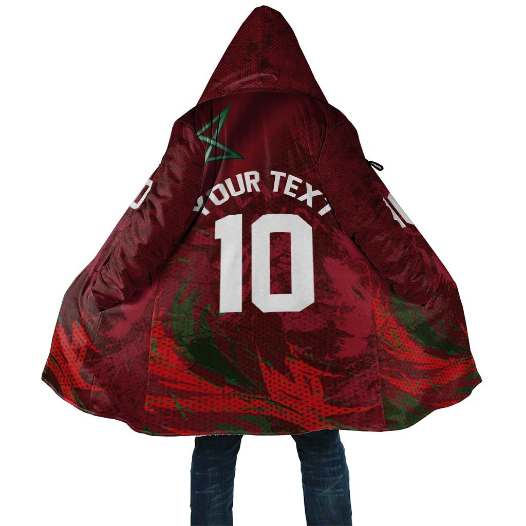 Custom Morocco National Football Cloak The Atlas Lions Grunge with National Flag - Wonder Print Shop