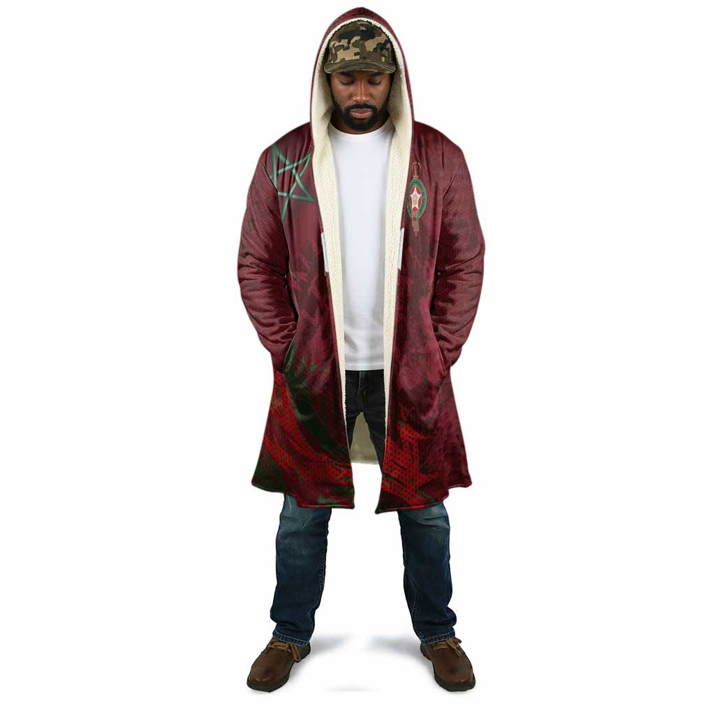 Custom Morocco National Football Cloak The Atlas Lions Grunge with National Flag - Wonder Print Shop