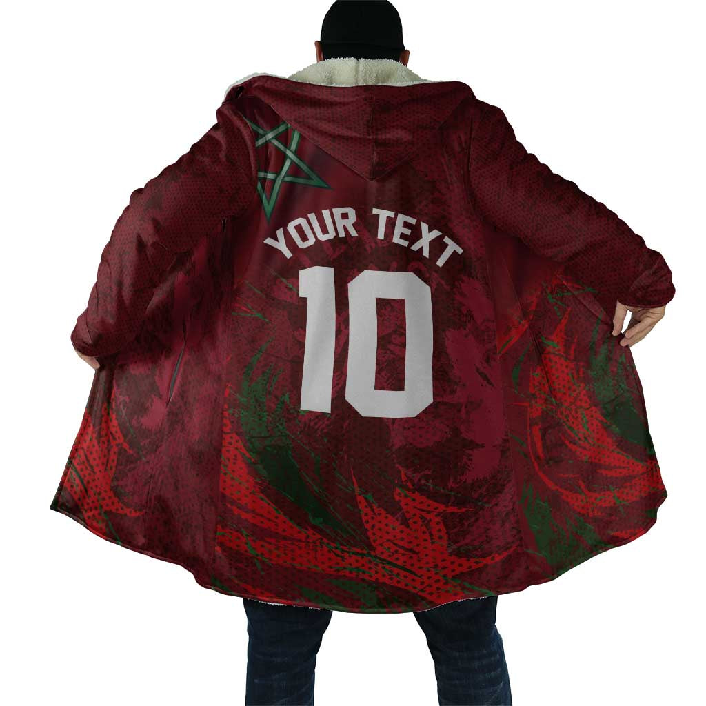 Custom Morocco National Football Cloak The Atlas Lions Grunge with National Flag - Wonder Print Shop
