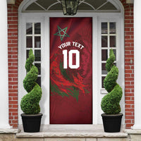 Custom Morocco National Football Door Cover The Atlas Lions Grunge with National Flag - Wonder Print Shop