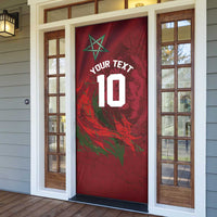 Custom Morocco National Football Door Cover The Atlas Lions Grunge with National Flag - Wonder Print Shop