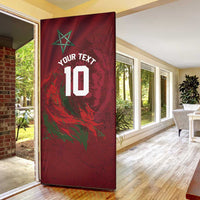 Custom Morocco National Football Door Cover The Atlas Lions Grunge with National Flag - Wonder Print Shop