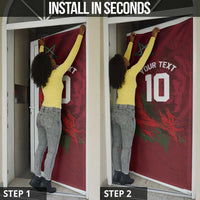 Custom Morocco National Football Door Cover The Atlas Lions Grunge with National Flag - Wonder Print Shop