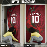 Custom Morocco National Football Door Cover The Atlas Lions Grunge with National Flag - Wonder Print Shop